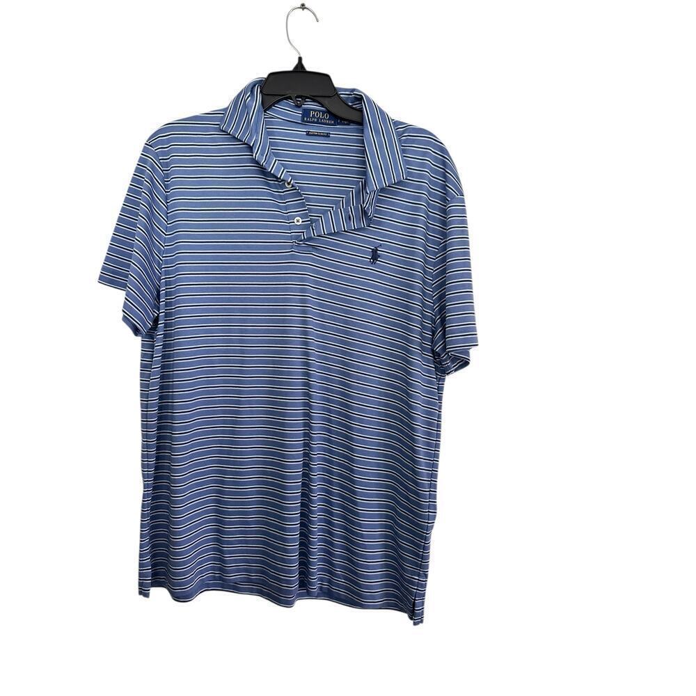 Polo Ralph Lauren Men's Blue Custom Slim Fit Short Sleeve Polo Shirt Size Large